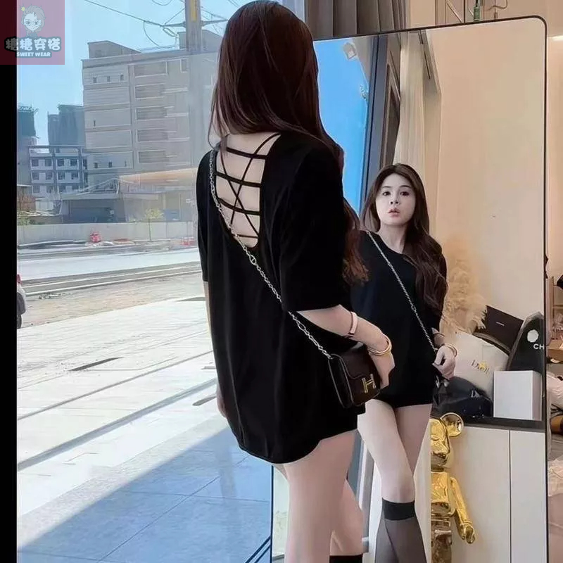 Áo Thun Nữ Ngắn Tay Hở Lưng Phong Cách Mới