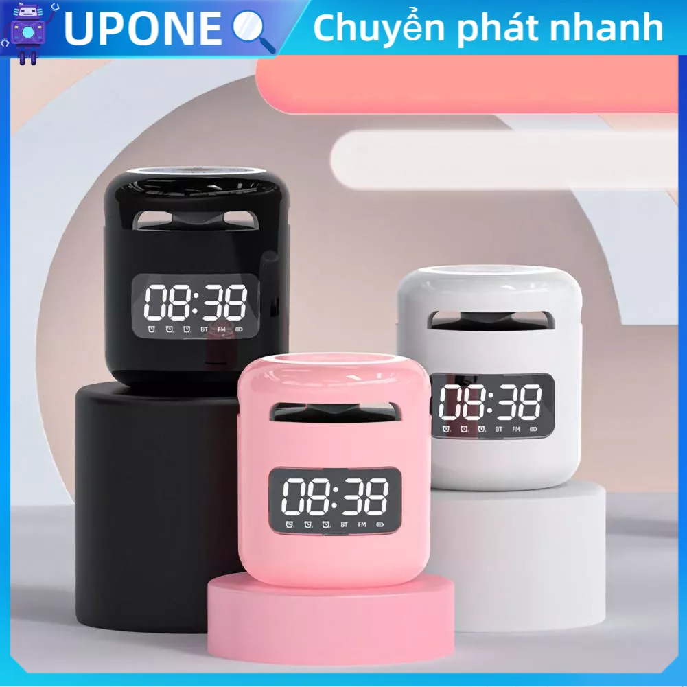 Loa bluetooth đồng hồ, Loa bluetooth mini, Loại C Sạc Siêu Trầm Mini Không Dây 3 Báo Thức Có Đèn Môi Trường UPONE