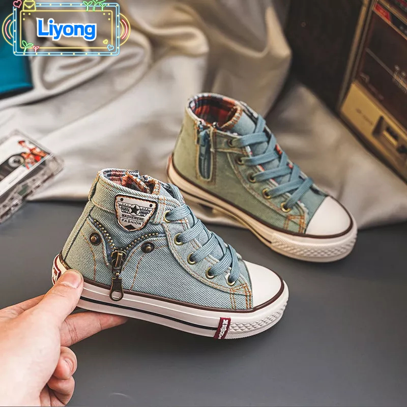 Giày Thể Thao Vải Denim Phong Cách Mới 2023 Cho Bé Gái