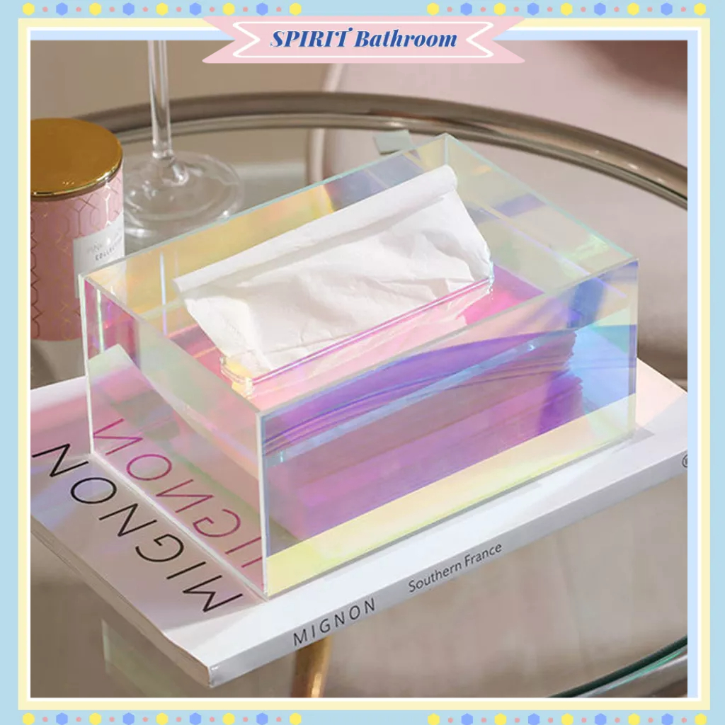 SPIRIT Bathroom 🎀🎀ins Hộp đựng khăn giấy lưu trữ acrylic Dung lượng lớn ăn cho phòng khách nhà vệ sinh