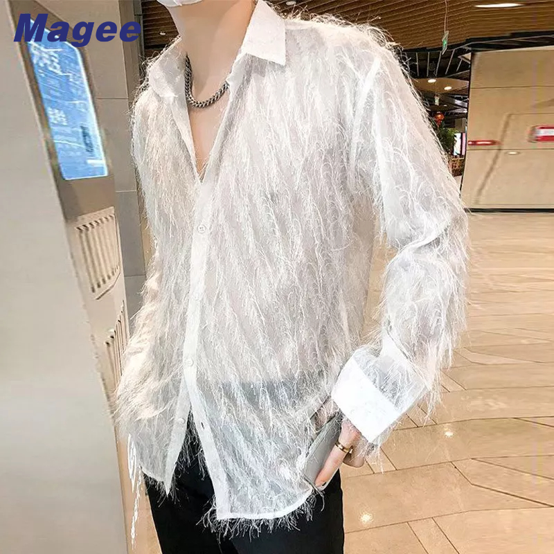Áo Sơ Mi Nam Tay Dài Dáng Rộng Phong Cách Retro Hàn Quốc