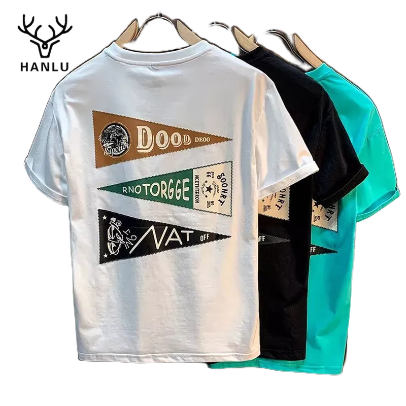 Áo Thun cotton Tay Ngắn Thêu Họa Tiết Phong Cách Nhật Bản Thời Trang Cho Nam