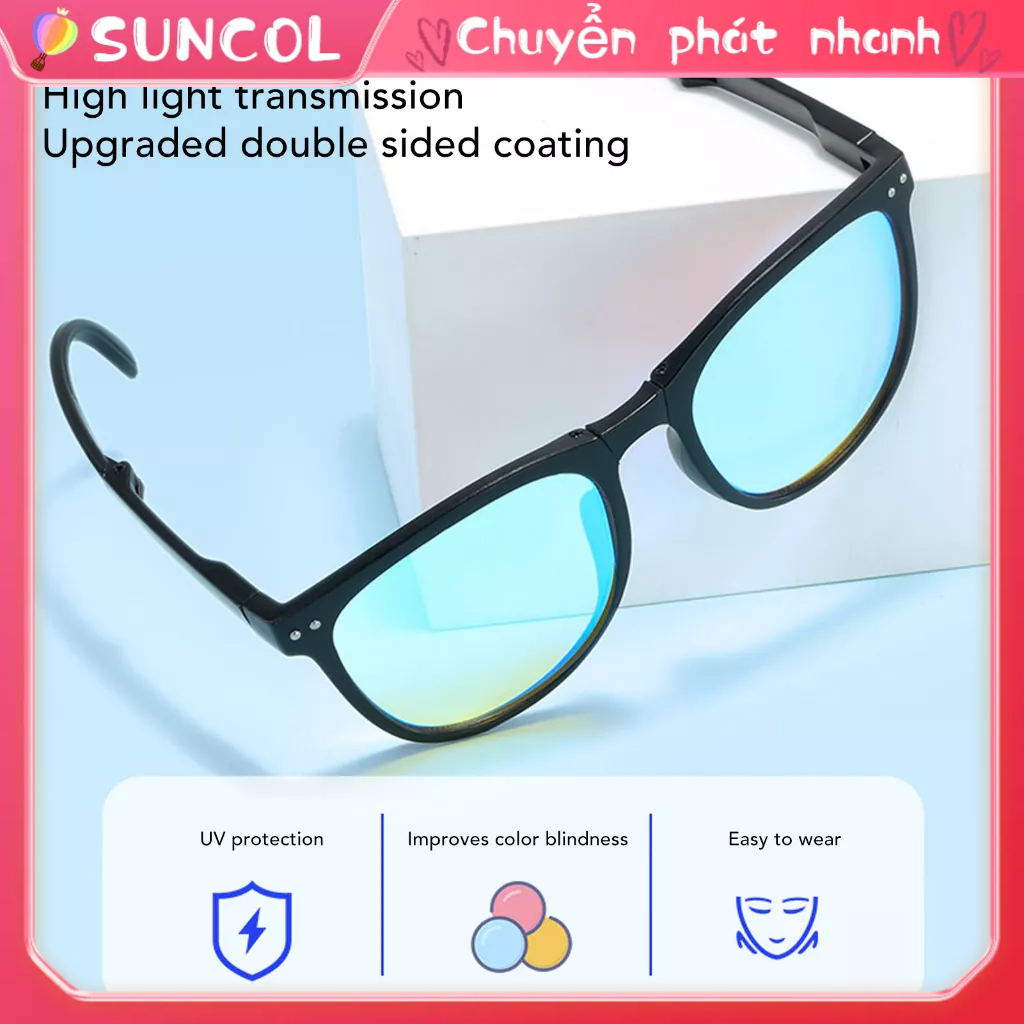 Kính mù màu Toàn khung, Hiệu chỉnh mắt gấp, Cải thiện tầm nhìn Rõ ràng cho người bị Mù màu xanh đỏ SUNCOL