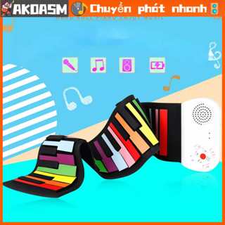 [Nóng Bán] Đàn Piano Cuộn Soft Keyboard Piano, Roll Up Piano 49 phím Bàn cầu vồng linh hoạt dành cho trẻ em Nhạc cụ gấp di động EP‐17 AKOASM