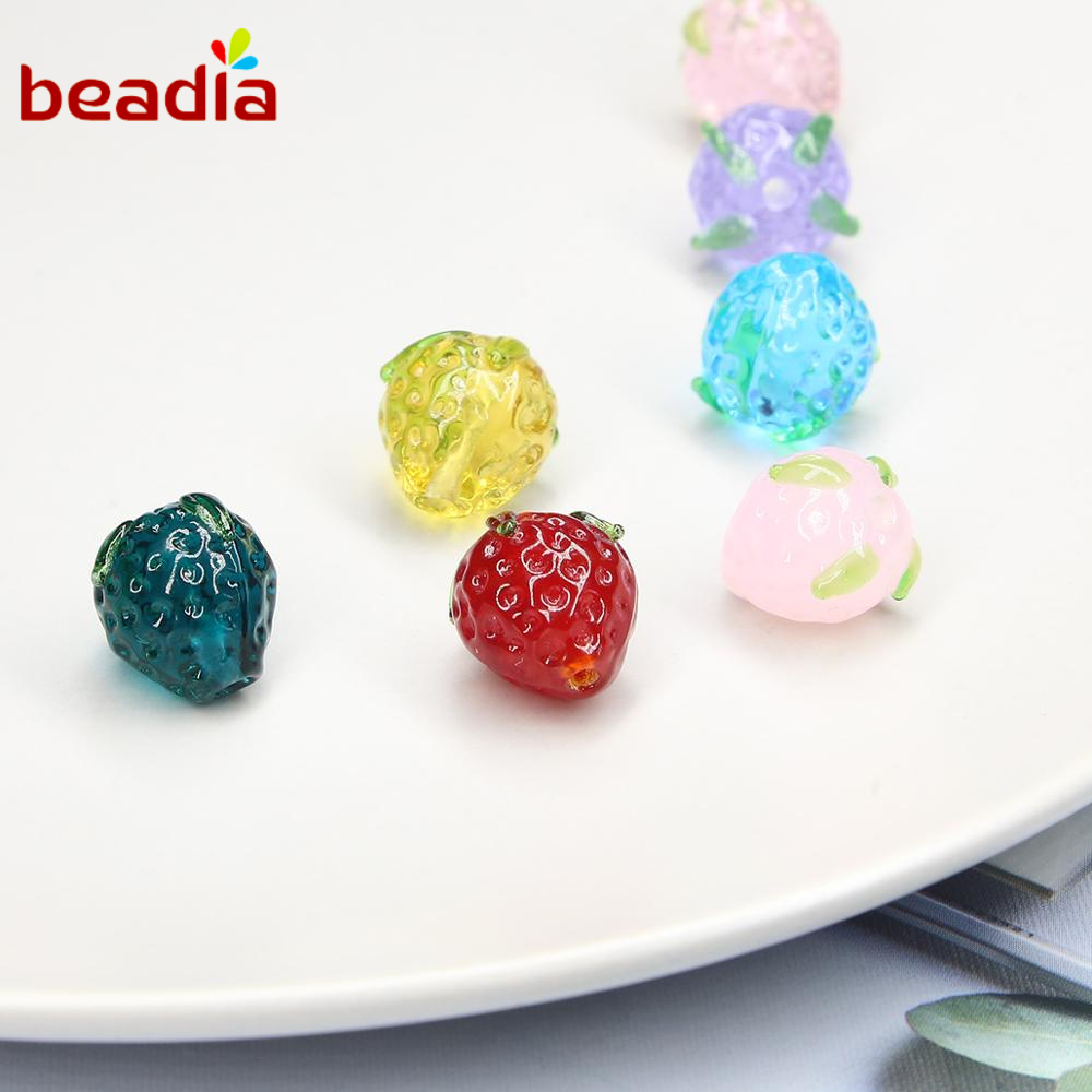 Hạt pha lê làm đồ trang sức Beadia hình quả dâu tây nhiều màu sắc tùy chọn DIY