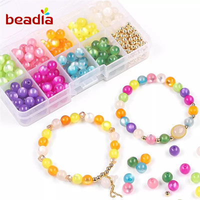 Hộp 10 ngăn đựng hạt cườm BEADIA hình tròn dùng để làm trang sức thủ công