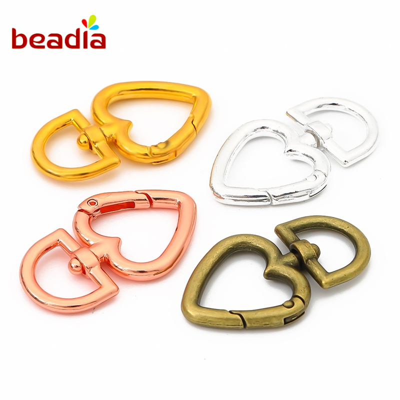 Móc khóa BEADIA kim loại mặt hình trái tim tùy chọn màu sắc