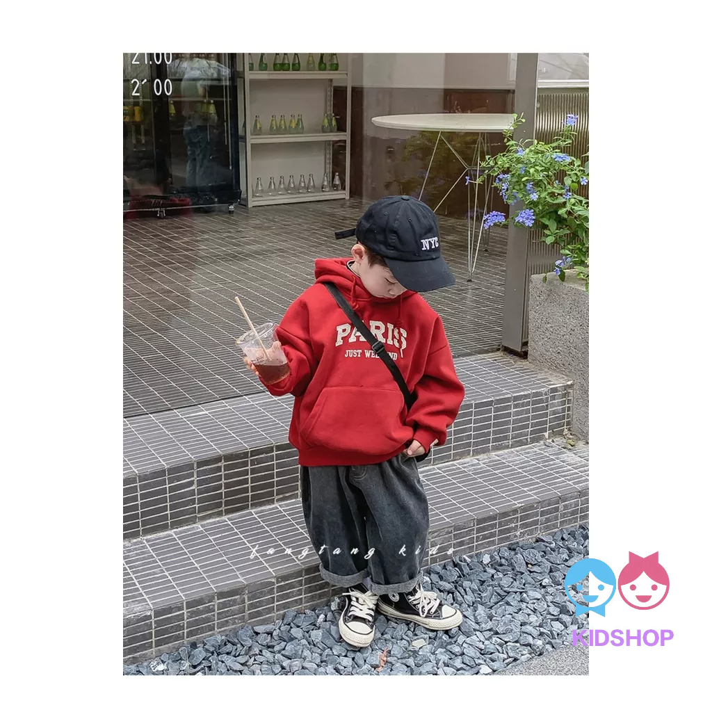 Áo Hoodie Màu Đỏ Ấm Áp Mừng Năm Mới Cho Bé