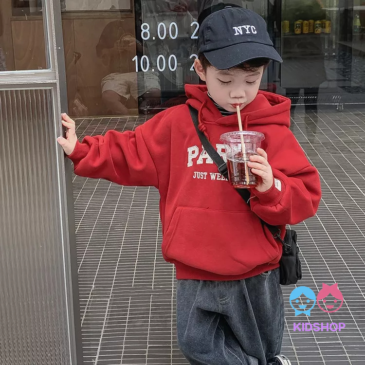 Áo Hoodie Màu Đỏ Ấm Áp Mừng Năm Mới Cho Bé