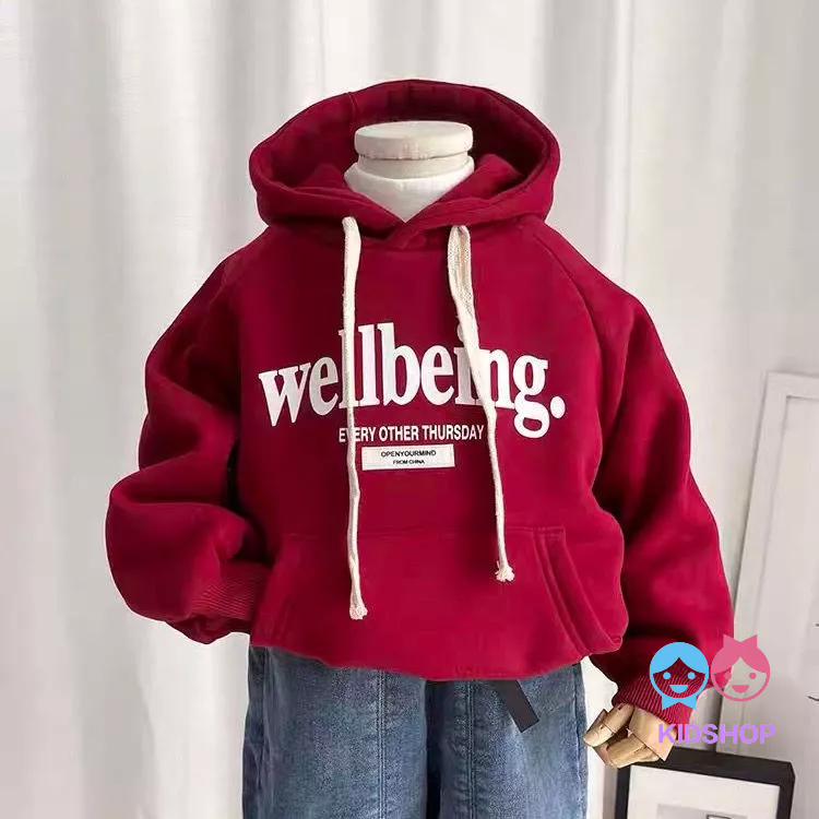 Áo Hoodie Màu Đỏ Ấm Áp Mừng Năm Mới Cho Bé