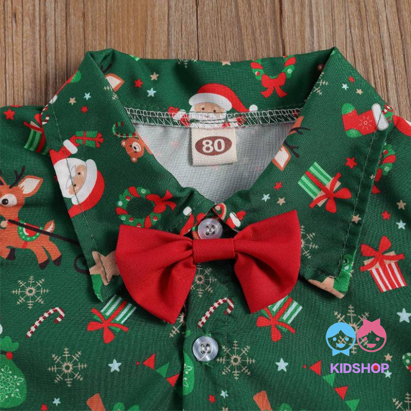 Bộ Trang Phục Hóa Trang Ông Già Noel Gồm Áo Sơ Mi Tay Ngắn + Cà Vạt