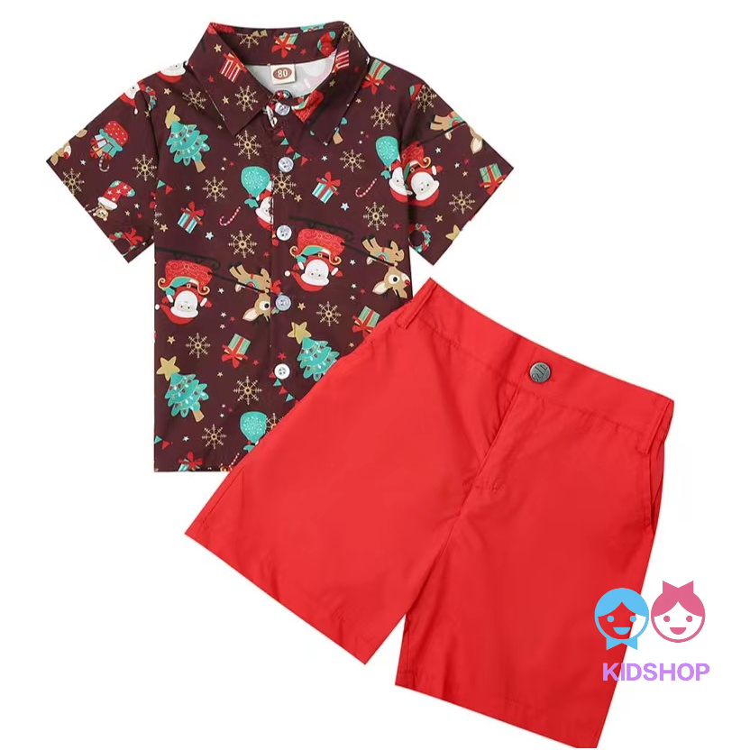 Bộ Trang Phục Hóa Trang Ông Già Noel Gồm Áo Sơ Mi Tay Ngắn + Cà Vạt