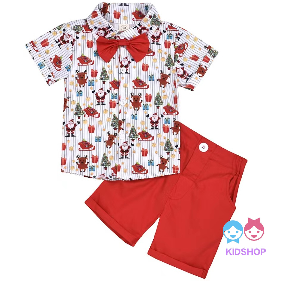 Bộ Trang Phục Hóa Trang Ông Già Noel Gồm Áo Sơ Mi Tay Ngắn + Cà Vạt