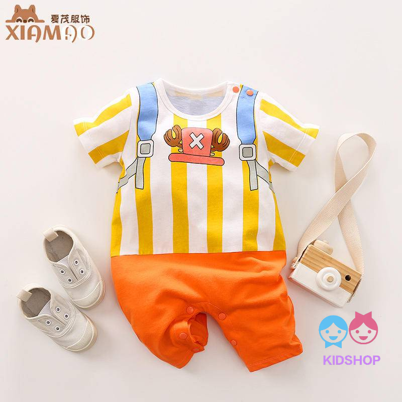 Áo Liền Quần Ngắn Tay In Hoạt Hình Đáng Yêu Cho Bé