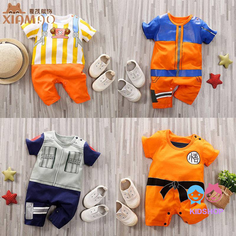 Áo Liền Quần Ngắn Tay In Hoạt Hình Đáng Yêu Cho Bé