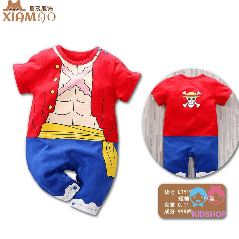 Áo Liền Quần Ngắn Tay In Hoạt Hình Đáng Yêu Cho Bé