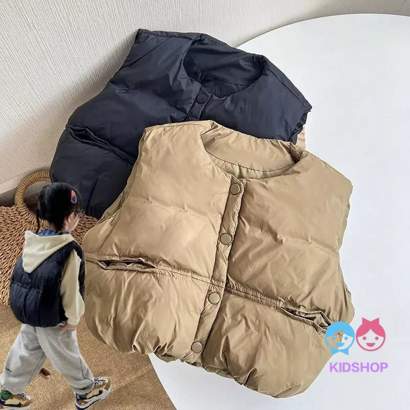 Áo Khoác Phao Không Tay Form Rộng Phong Cách Hàn Quốc Cho Bé