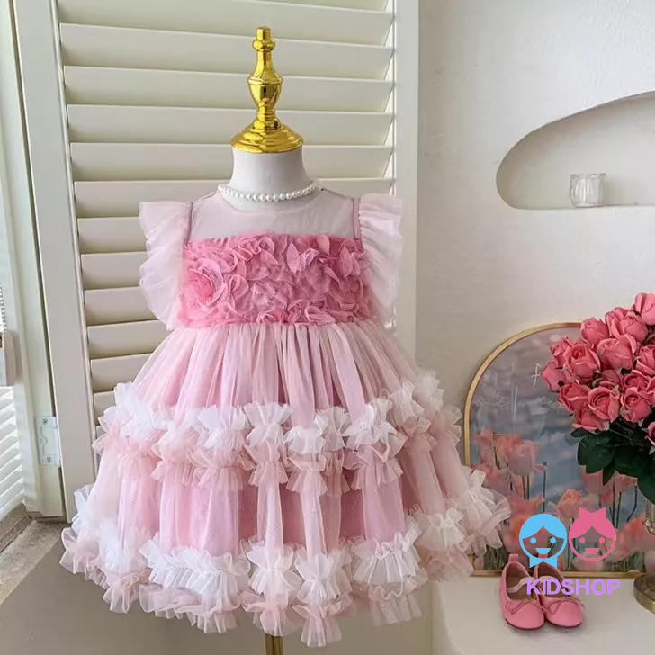 Đầm Công Chúa Xếp Tầng Phong Cách Thời Trang Mùa Hè Mới Dành Cho Bé Gái
