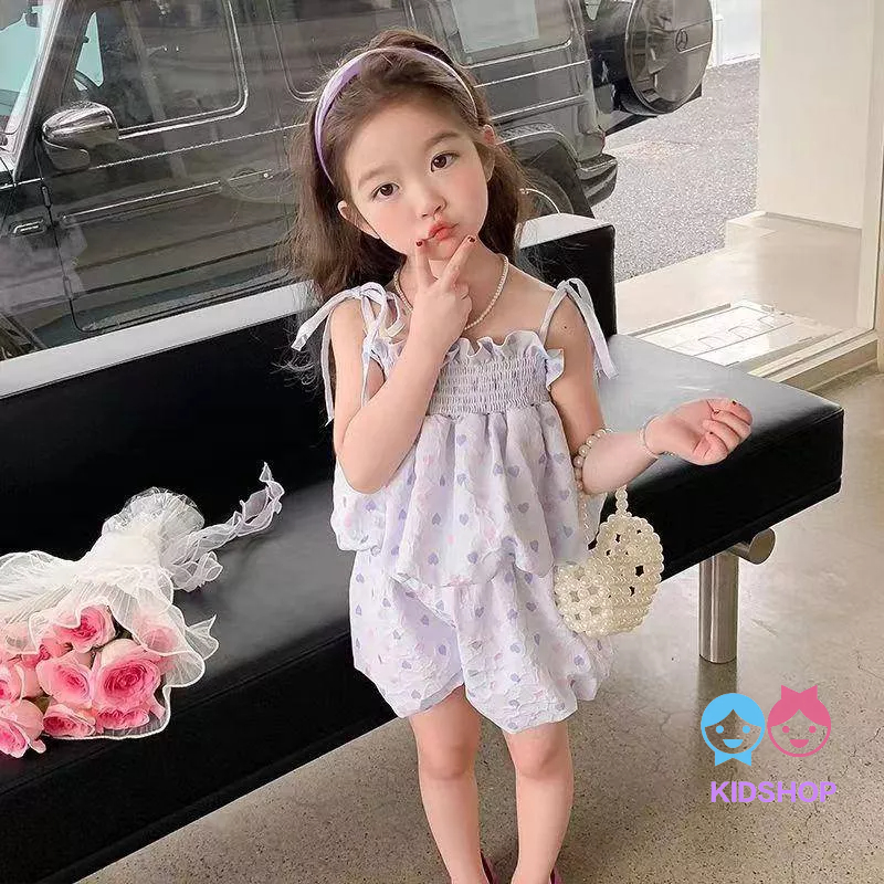 Bộ Áo Hai Dây + Quần Dài Phong Cách Mới Thời Trang Mùa Hè Cho Bé Gái