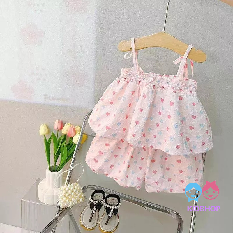 Bộ Áo Hai Dây + Quần Dài Phong Cách Mới Thời Trang Mùa Hè Cho Bé Gái