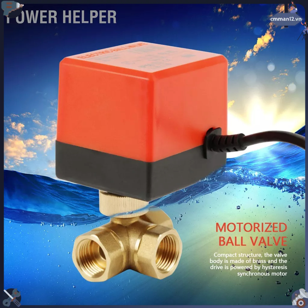 Power Helper G1/2" DN15 Van điện bi cơ giới 3 chiều 220VAC bằng đồng thau để điều khiển lưu lượng