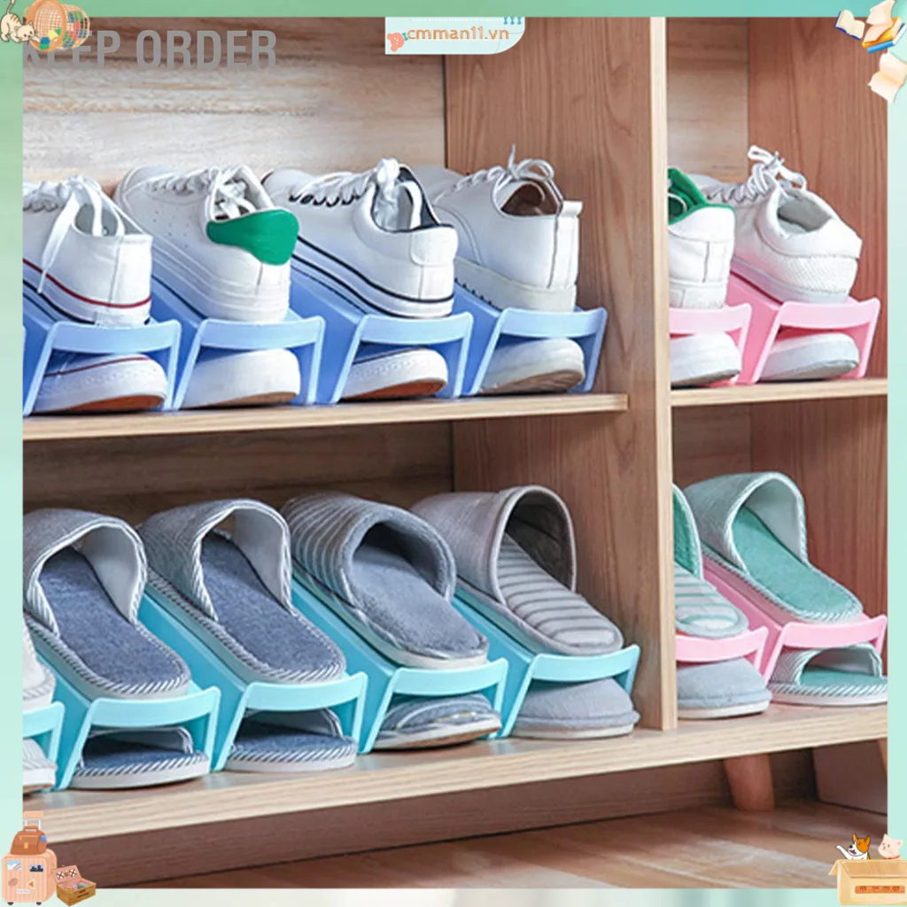 Keep order Ngăn xếp giày Hai lớp tiết kiệm không gian PP bền Thiết kế đơn giản Lưu trữ ngăn nắp có trật tự Khe để cho văn phòng tại nhà Khách sạn cmman11.vn