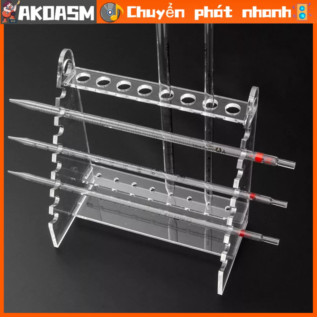 AKOASM Giá đỡ hỗ trợ pipet hình thang bằng thủy tinh hữu cơ có đường kính lỗ 1 5cm