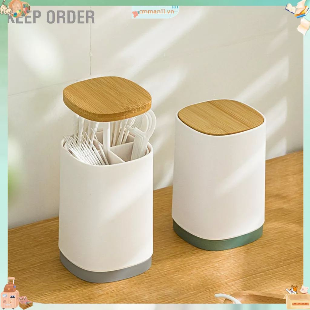 Keep order Giá Đựng Tăm Đẩy Tự Động Đa Năng Phân Chia Thiết Kế Hộp Bông Chỉ Nha Khoa