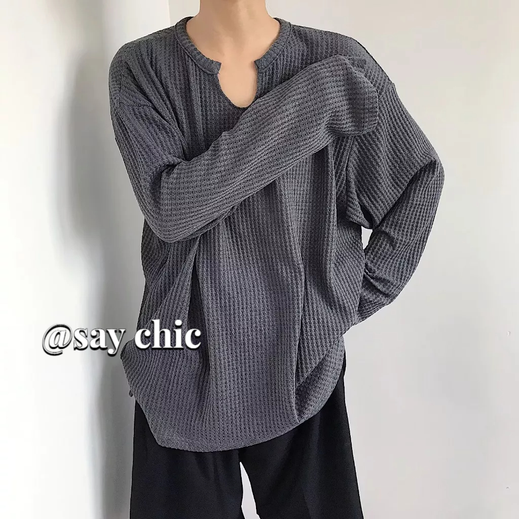 Áo sweater Dệt Kim Cổ Tròn Dáng Rộng Màu Trơn Đơn Giản Thời Trang Cho Nam