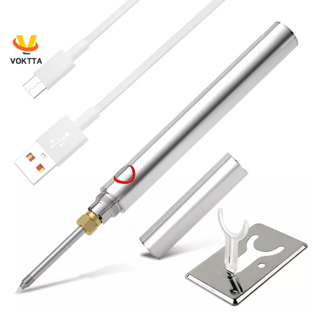 Set dụng cụ hàn điện mini Voktta 5V 8W có thể điều chỉnh nhiệt độ kèm đầu sạc USB