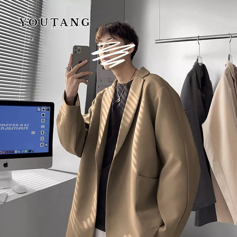 Youtang Bộ Đồ Nam Màu Trơn (model Với 2 Nút) Phong Cách Hàn Quốc Có Thể Mặc Khi Làm Việc Và Đi Du Lịch