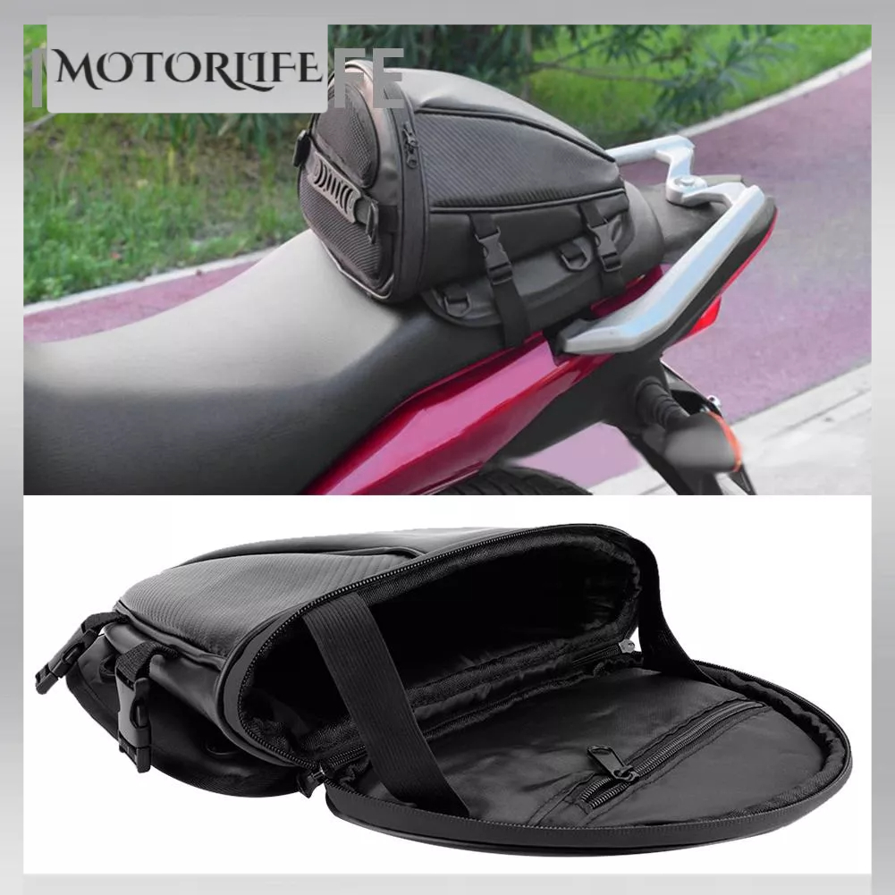 Motorlife Túi đeo đuôi xe máy phong cách bằng sợi carbon chống thấm nước cho Ghế sau yên ngựa