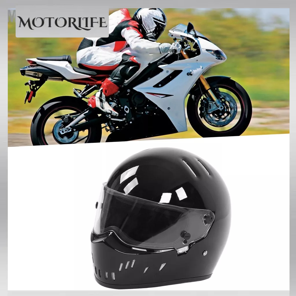Motorlife Đen Xe Máy Mũ Bảo Hiểm Full Face Moped Đạp Đua Dành Cho Thanh Niên Trưởng Thành Nam Và Nữ