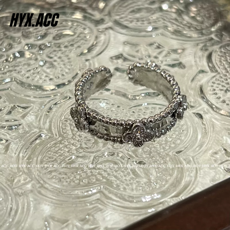 Nhẫn Hở Hình Hoa Đính Đá zircon Lấp Lánh Sang Trọng Thời Trang Cho Nữ