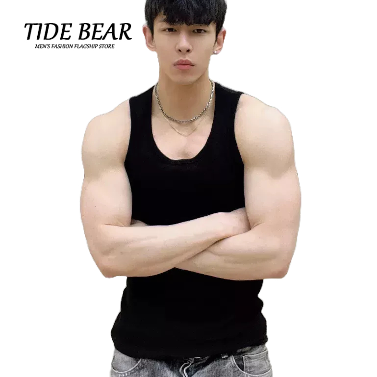 TIDE BEAR Áo Thun Thể Thao Ba Lỗ Màu Đơn Giản Thời Trang Mùa Hè Phong Cách Mỹ Cho Nam