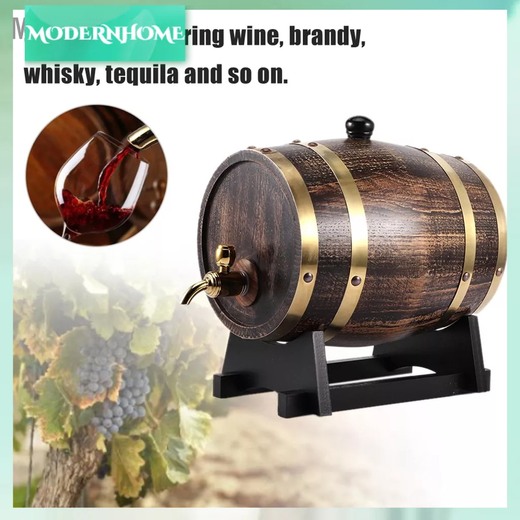 ModernHome 3L Phong Cách Retro Gỗ Sồi Rượu Vang Đỏ Brandy Whisky Thùng Keg Xô Hộp Đựng Có Vòi
