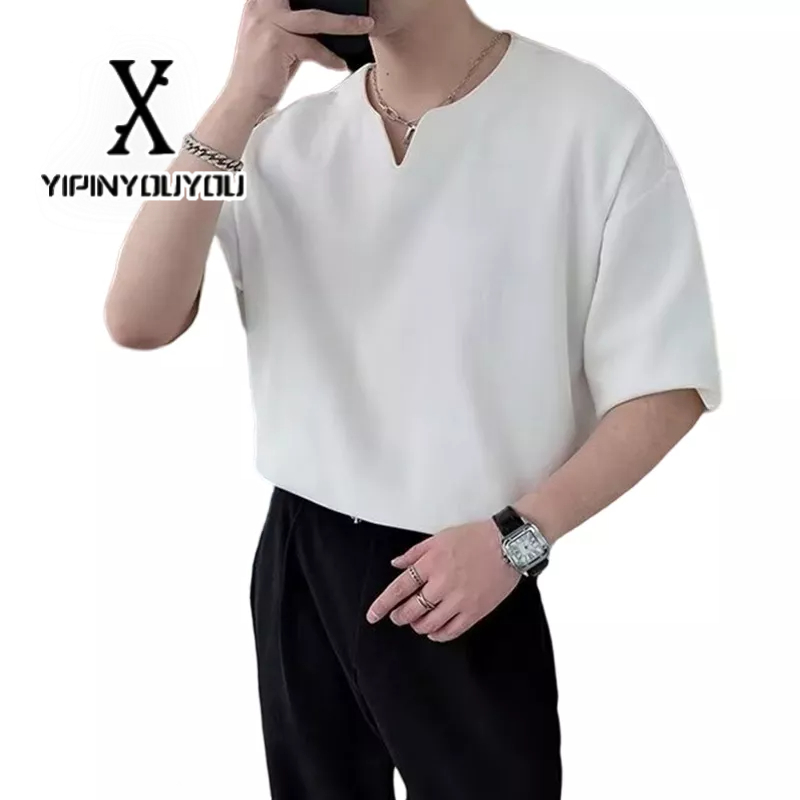 Áo thun YIPINYOUYOU tay ngắn cổ chữ V sang trọng cho nam