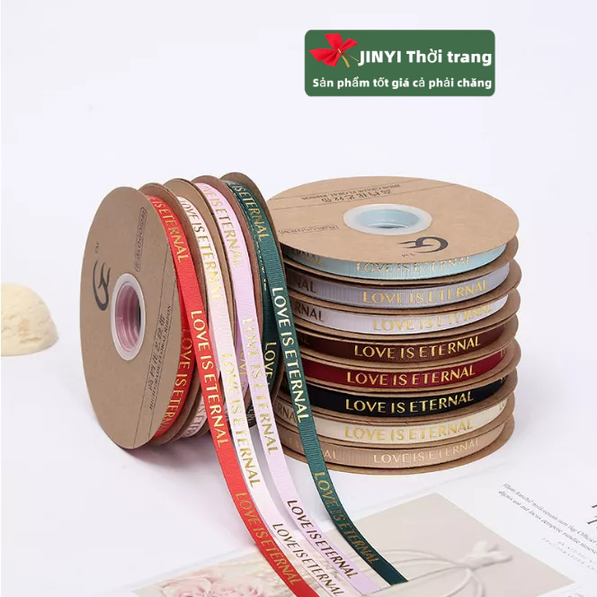 Cuộn Dây Ruy Băng Họa Tiết Trái Tim 1cm ~ 5M Trang Trí Bó Hoa Cưới / Quà Valentine