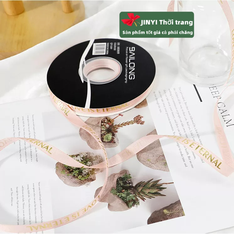 Cuộn Dây Ruy Băng Họa Tiết Trái Tim 1cm ~ 5M Trang Trí Bó Hoa Cưới / Quà Valentine