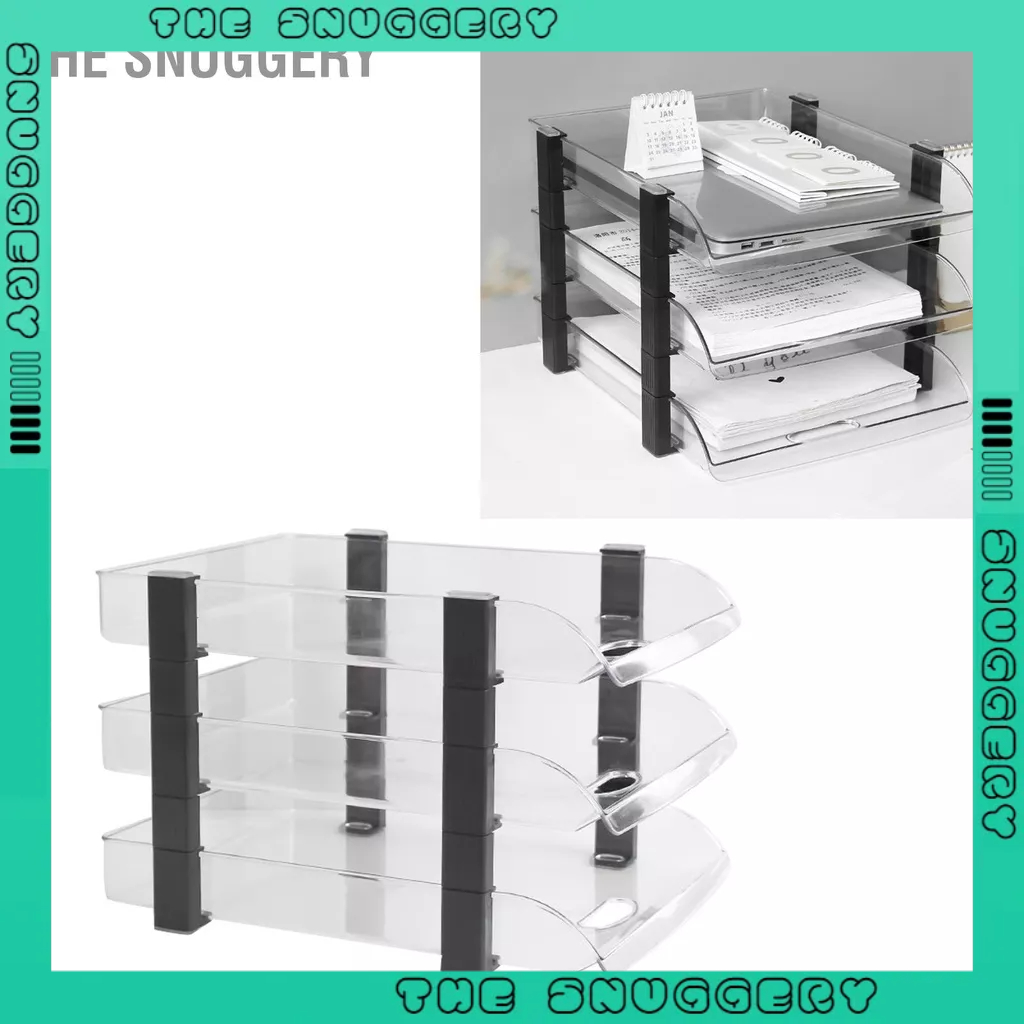 The Snuggery Bàn làm việc Khay đựng hồ sơ Thư xếp lớp Giá đỡ văn phòng bằng acrylic lưu trữ