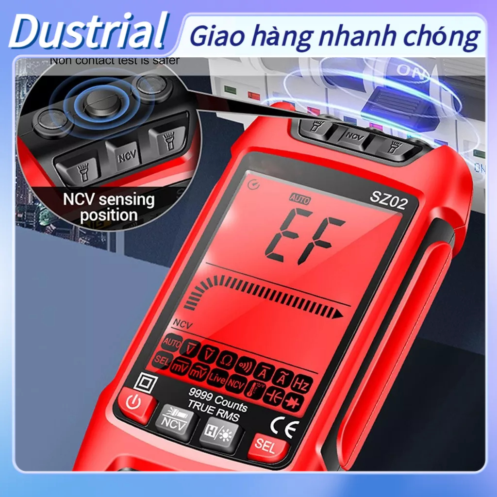 Dustrial Đồng Hồ Vạn Năng Kỹ Thuật Số Thông Minh Chống Đốt Tự Động Màn Hình LCD Có Đèn Nền NCV Volt Amp Meter Với Điốt Tụ Điện