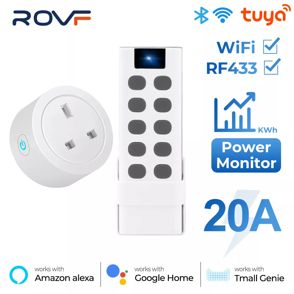 ROVF Ổ cắm thông minh Wifi + rf433 20/16A Hỗ trợ Tmall Genie và Alexa