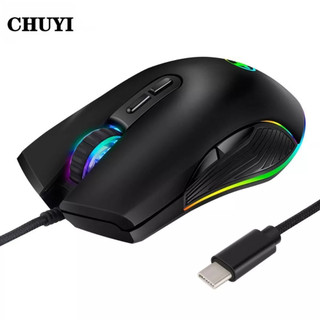 Chuyi chuột dây đèn led 7 nút 3200 dpi type c dùng để chơi game