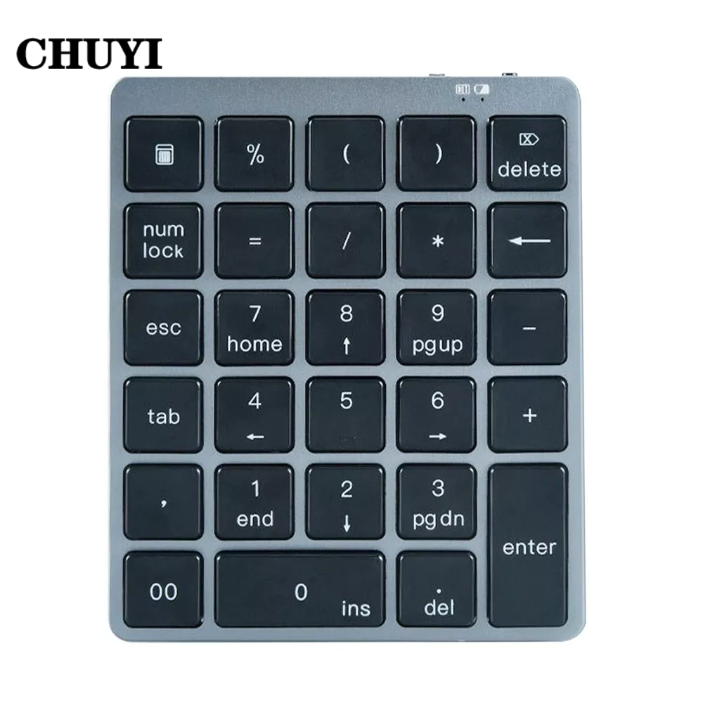 CHUYI Bàn Phím Số 28 Phím Không Dây Bluetooth 3.0 Bằng Hợp Kim Nhôm Nhỏ Gọn Có Thể Sạc Lại