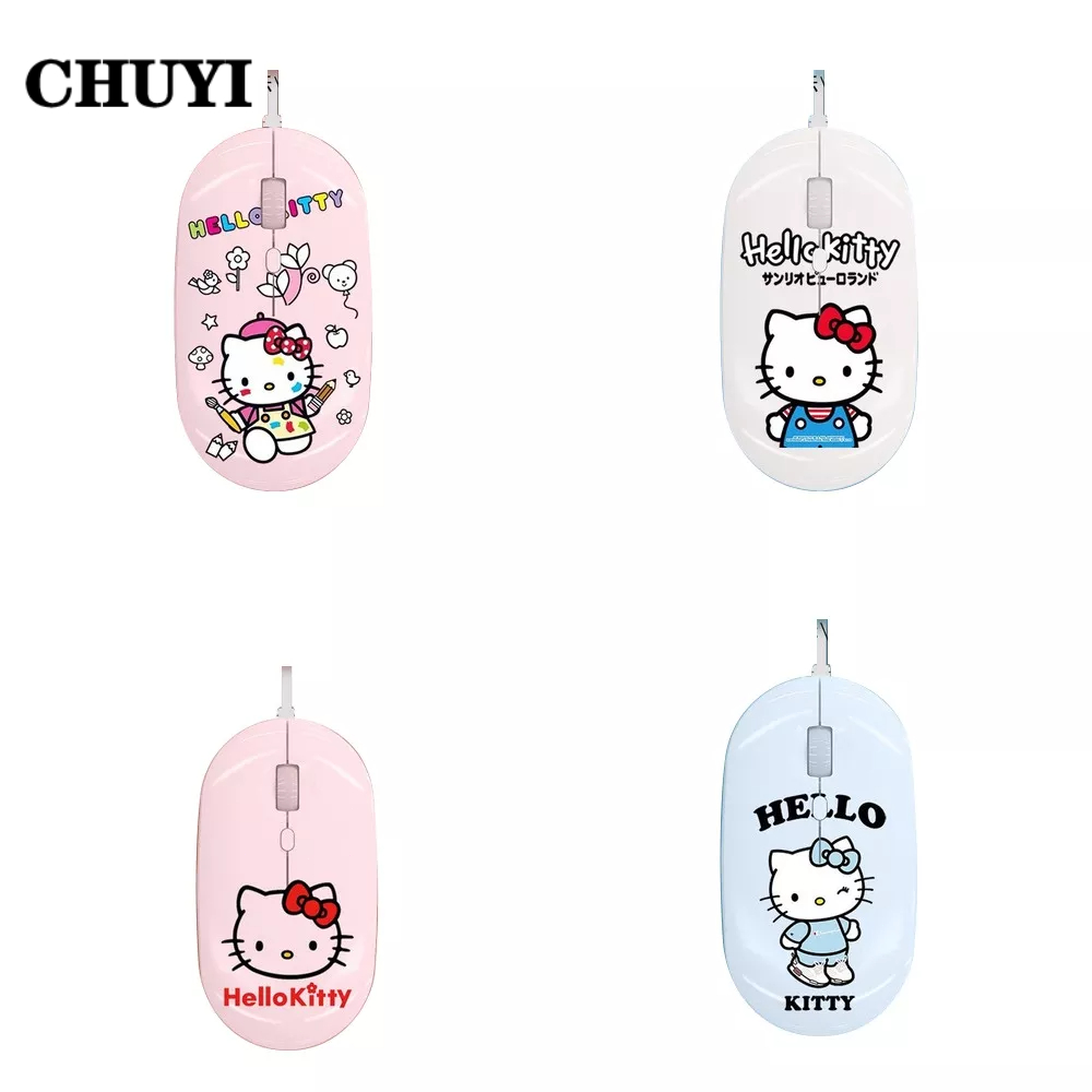 CHUYI Chuột Máy Tính Có Dây Hình Hello Kitty Dễ Thương