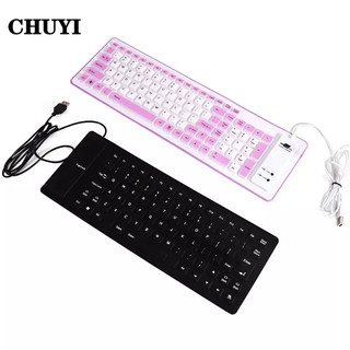 CHUYI Bàn Phím Cao Su Silicone Mềm 103 Phím Có Dây USB Gấp Được Chống Nước & Yên Tĩnh Cho Laptop / Notebook