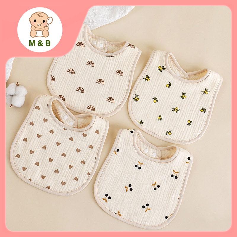 🔥M & B Yếm Ăn Cotton Sáu Lớp Hình Chữ U Cho Bé