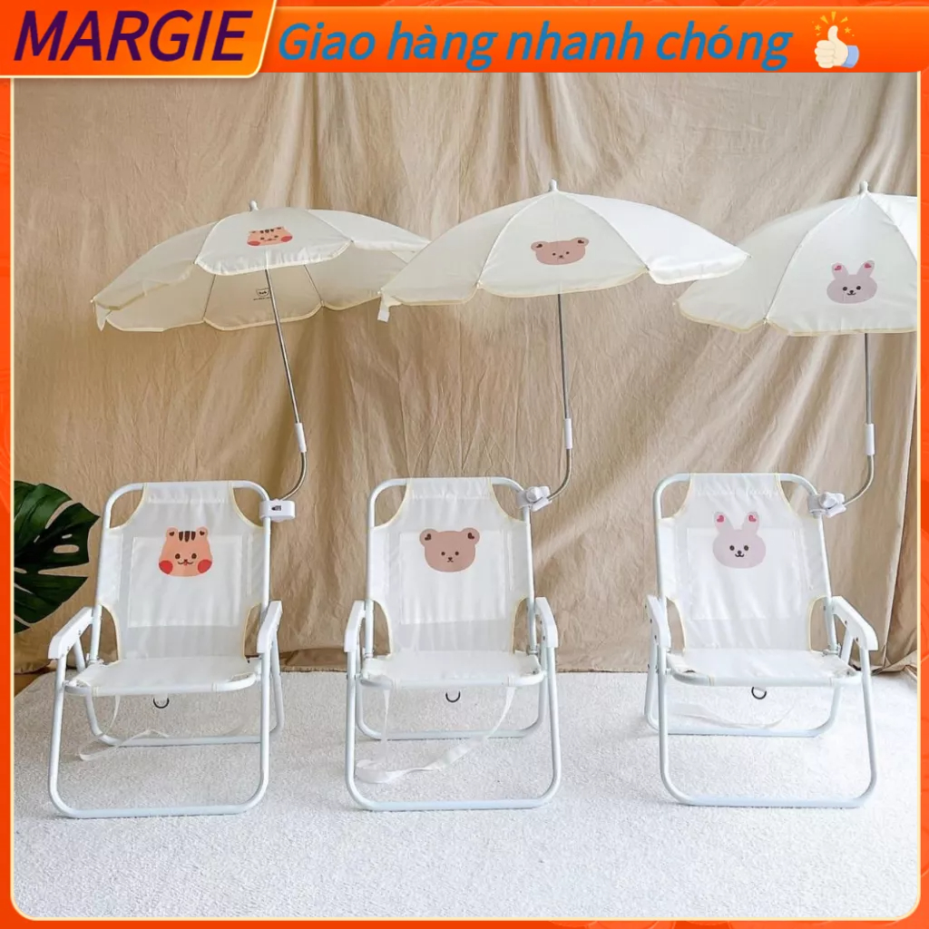 Ghế du lịch bãi biển gấp gọn kèm ô chống nắng phong cách Hàn Quốc cho bé MARGIE