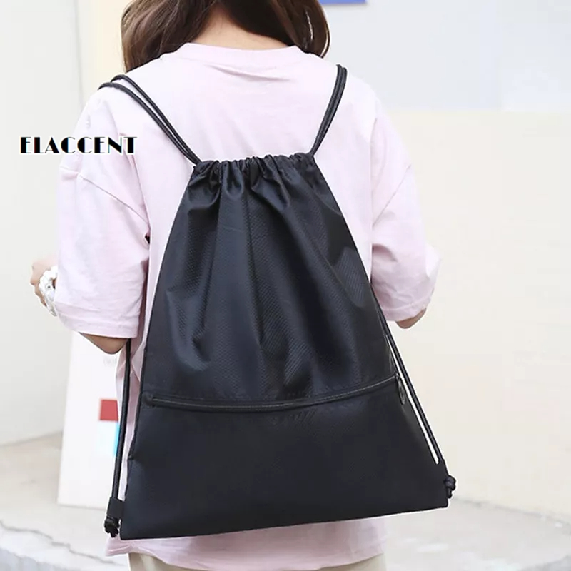 Túi đeo chéo ELACCENT bằng vải oxford siêu nhẹ dây rút thời trang thể thao dành cho nam và nữ