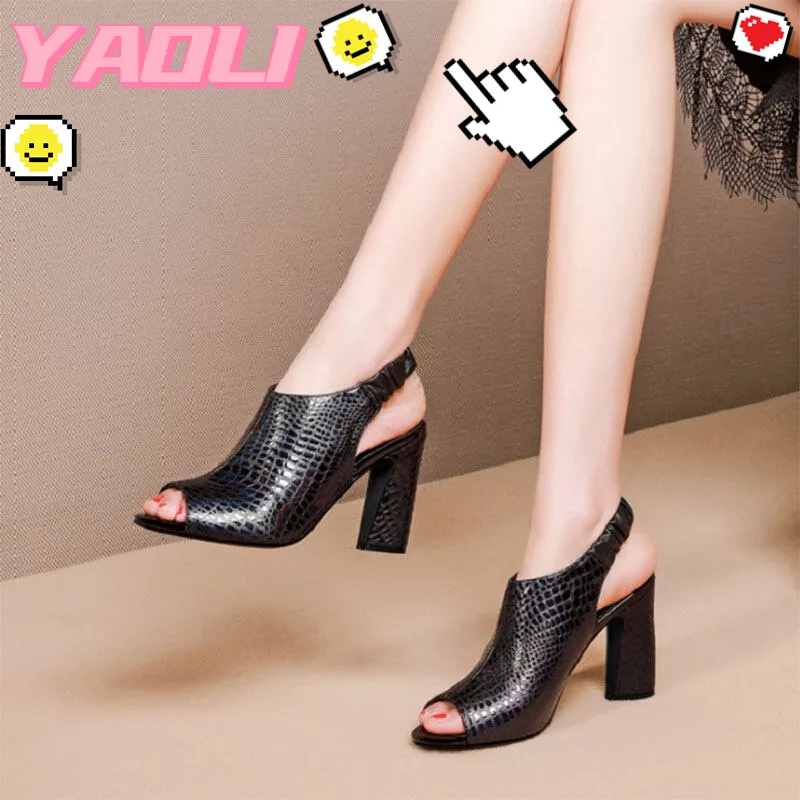 YAOLI Sandal Cao Gót Hở Ngón Thiết Kế Mới Thời Trang Theo Phong Cách Âu Mỹ